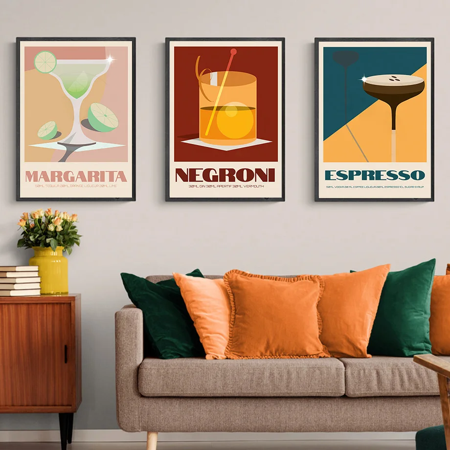 Wine Cocktail Coffee Whiskey Wall Art Canvas Painting Nordic Home Decor Posters And Prints Pictures Bar Kitchen Room Decoration | Дом и сад