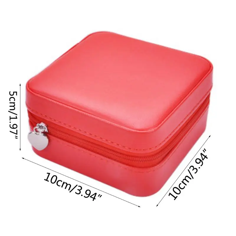 

Multifunctional Earrings Ring Necklace Storage Case with Mirror Double-layer Waterproof Imitation Leather Jewelry Box