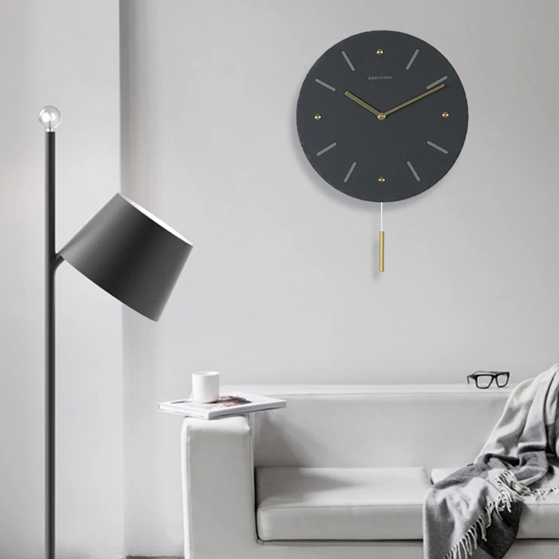 Роскошные Настенные часы в скандинавском стиле 3d черные металлические бесшумные