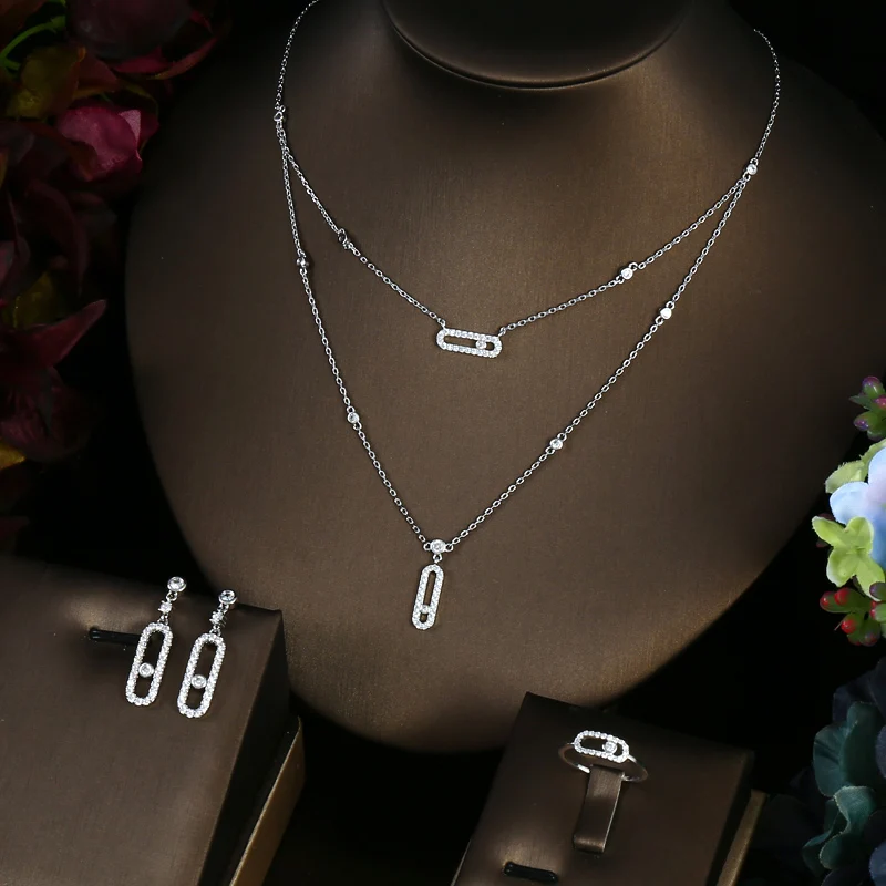 Janekelly 4 шт. Свадебные циркониевые полные Ювелирные наборы для женщин вечерние