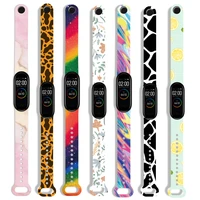 colorful flowers print strap for xiaomi mi band 5 4 3 silicone wristband bracelet replacement for miband 6 men women wrist strap