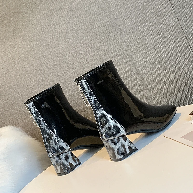 Новинка 2020 женские ботильоны осенние туфли Crazy Leopard ботинки на высоком каблуке