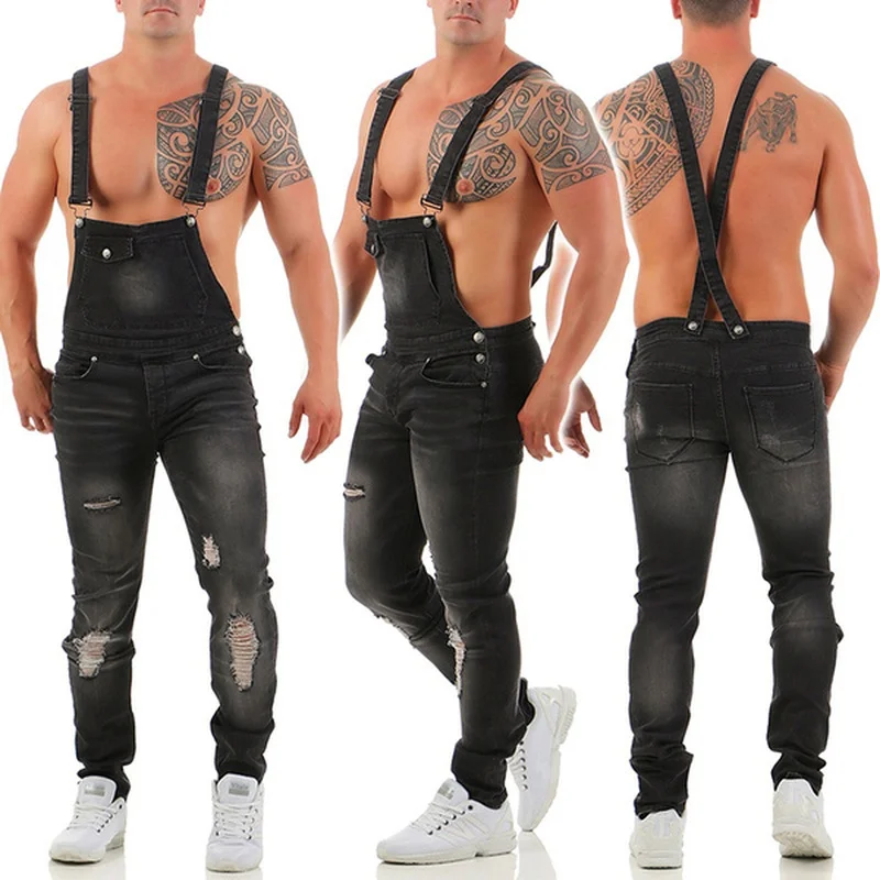 

Men's Jeans Overalls Slim Fit Boyfriend Jean Jumpsuits Spring Autumn Streetwear Denim Bib Jumpsuit Male Long Rompers Pants S-3XL