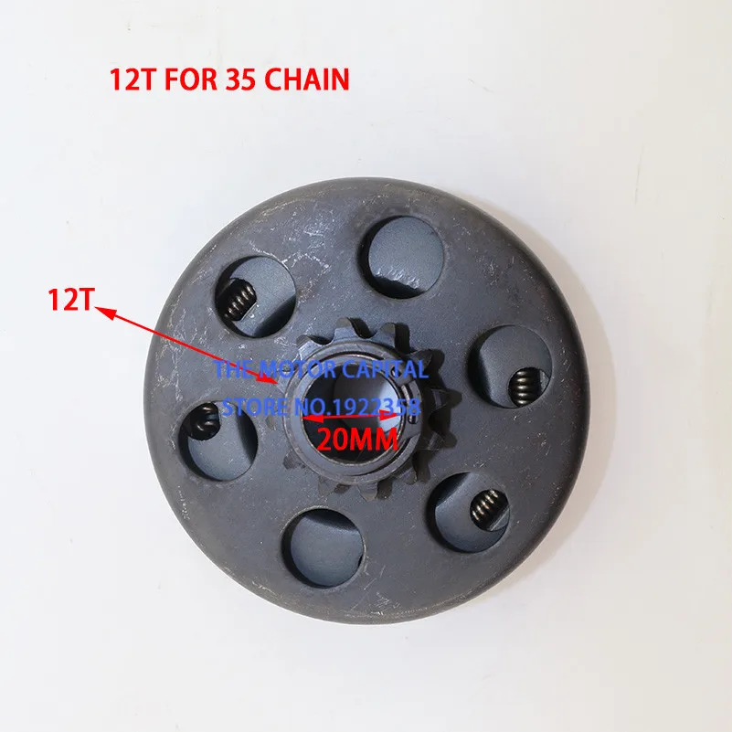 

free shipping 20mm 12 Tooth 35 Sprocket Chain 168 engine Clutch For GO Kart Mini bike Fun Automatic Centrifugal Clutch