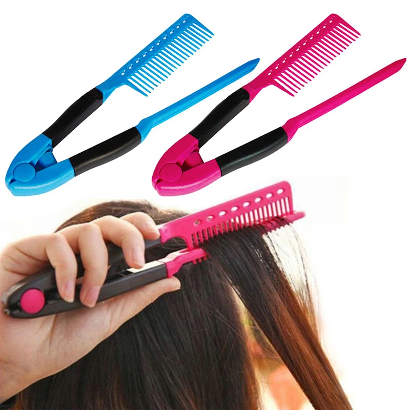 

ELECOOL V Type Straightener Hair Combs DIY Salon Haircut Hairdressing Styling Tool Anti-static Combs Brush Styling Tools