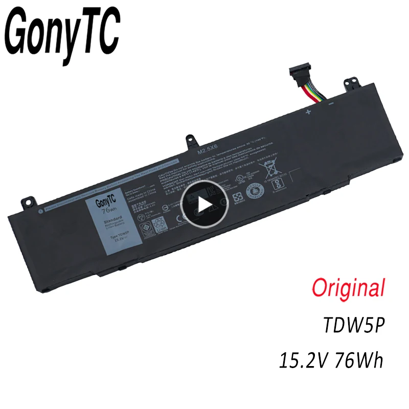 GONYTC TDW5P новая настоящая аккумуляторная батарея для ноутбука Dell Alienware 13 R3 ALW13C 15 2 V