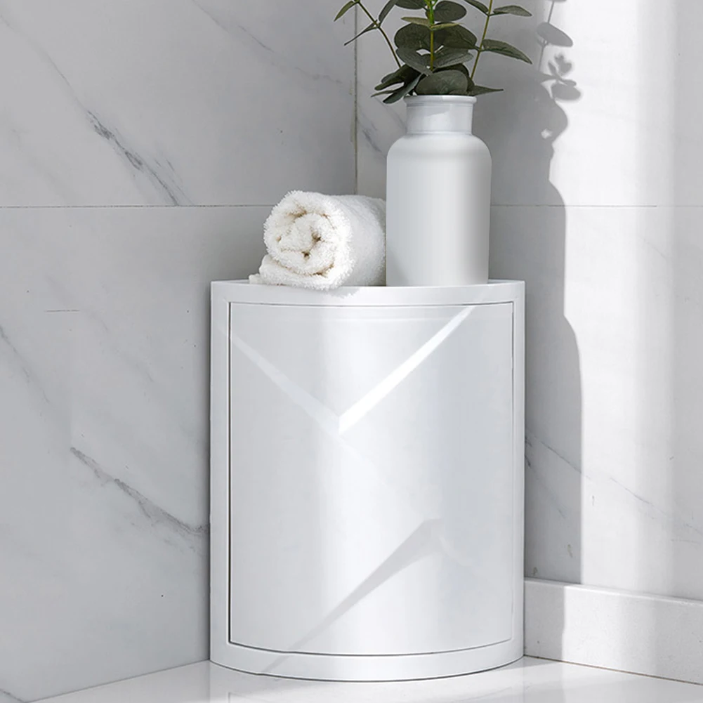 

360 Degree Rotation Office Cosmetic Storage Rack Triangle Shelf Desktop Single Layer Makeup Tools Kitchen Locker Home Bathroom