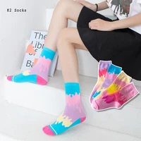 new stitching color sockings cotton harajuku colorful cream fashion long happy cute streetwear hip hop funny girls women socks