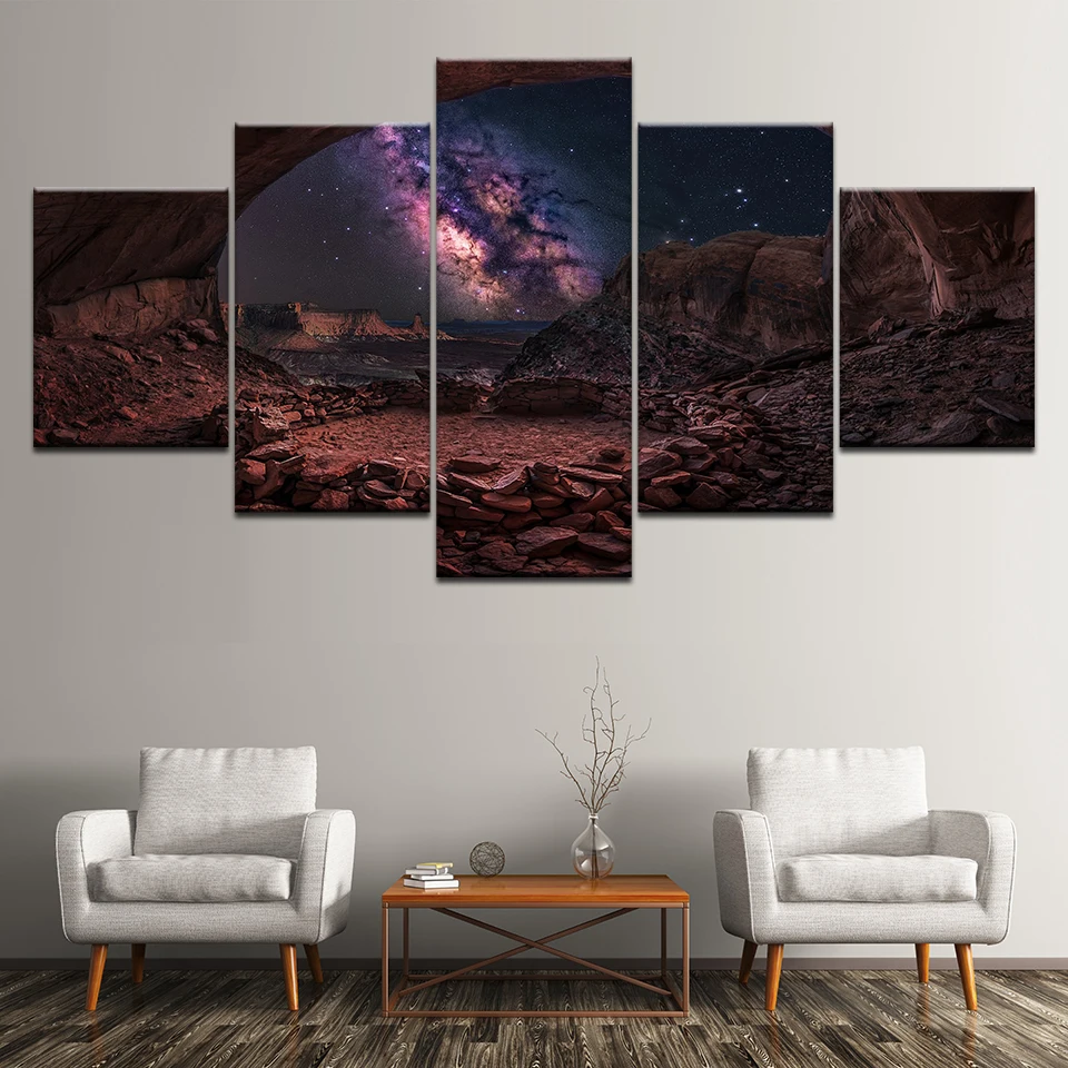 Домашний декор для гостиной настенные картины HD печать 5 панелей Млечный путь
