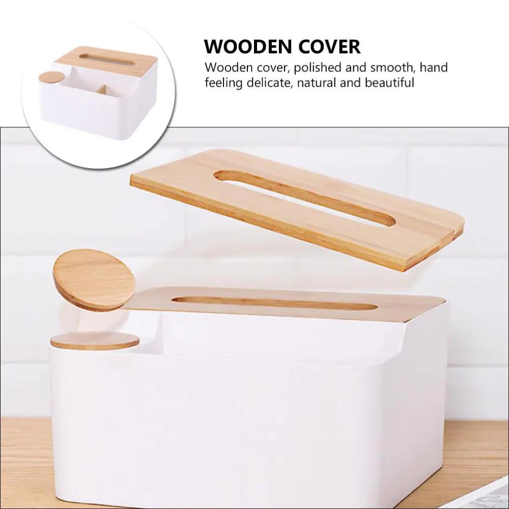 

1Pc Tissue Box Remote-control Storage Case Sundries Storage Organizer (White)