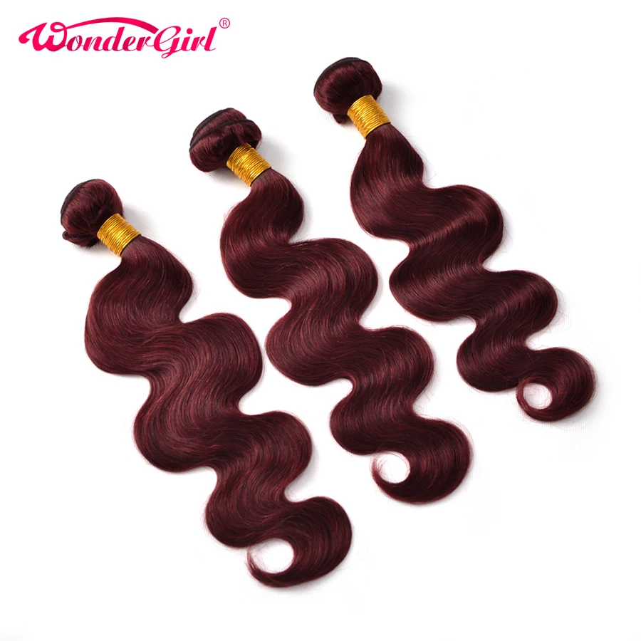 3 Комплект предложения бразильские волнистые волосы Цвет # 99J Пряди человеческих