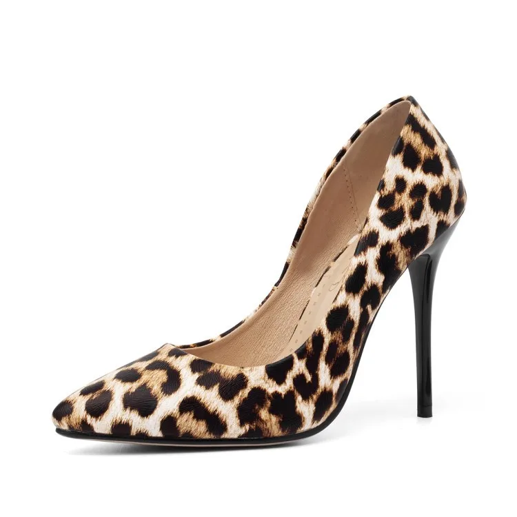 

pointed shallow mouth 34-43 leopard print sandals female 2019 material high thin heel