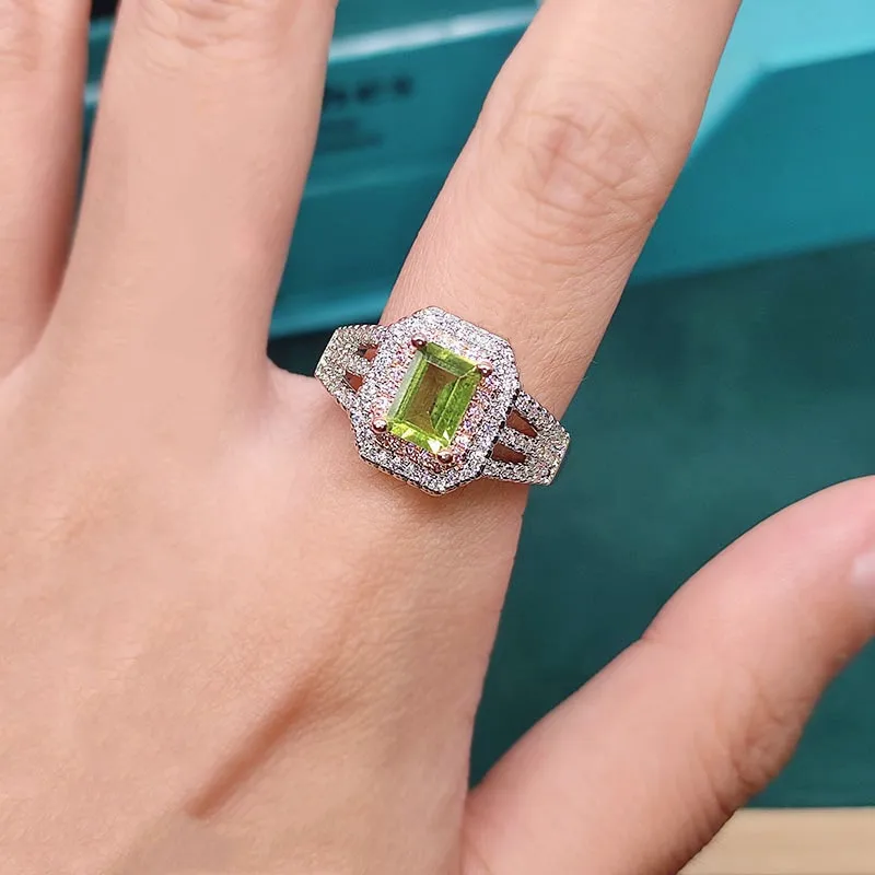 

14K White Gold Filled Peridot Jewelry Gemstone Open Ring for Women Anillos De Bizuteria Silver 925 Jewelry Gemstone Anel Rings