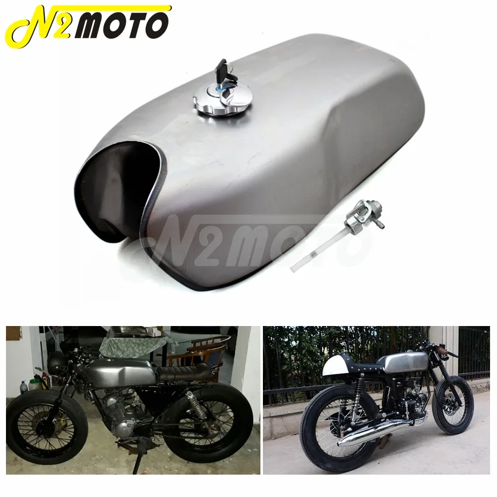 

Motorcycle Vintage 9L Fuel Gas Tank w/ Thick Iron Cap Switch For Honda CG125 CG125S CG250 Cafe Racer 2.4 Gal Fuel Tank Universal