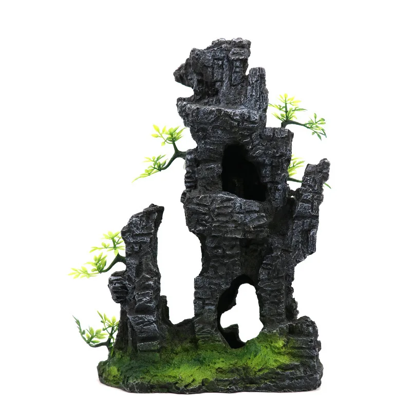 Украшение для аквариума большой камень из искусственной смолы ландшафтный Декор