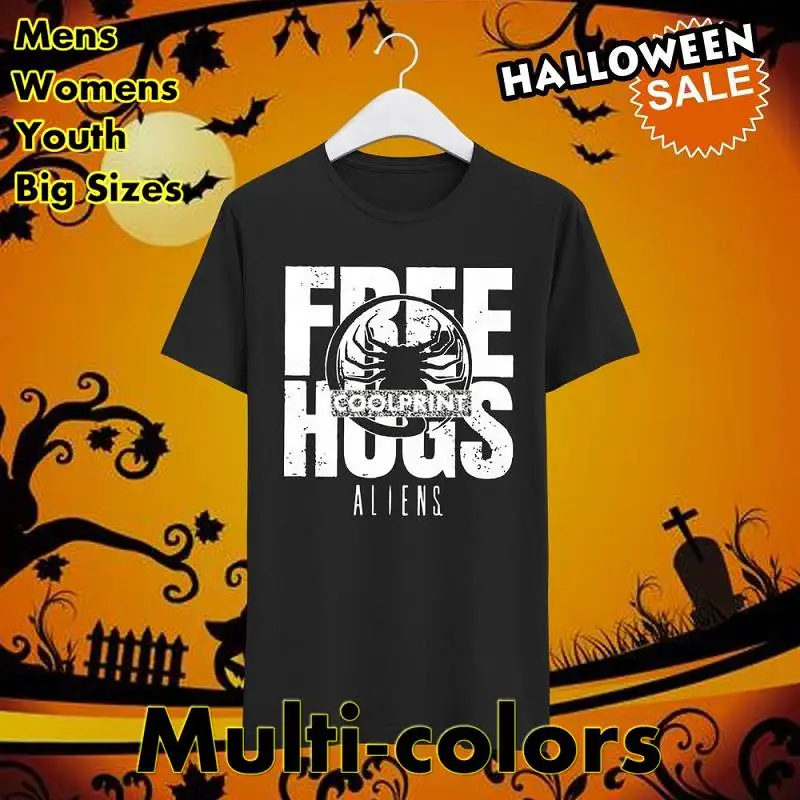 

Черная футболка N225 с надписью «Free Hugs» для Хэллоуина со сверхъестественным ужасом инопланетянина, большие размеры, мужские новые футболки с ...