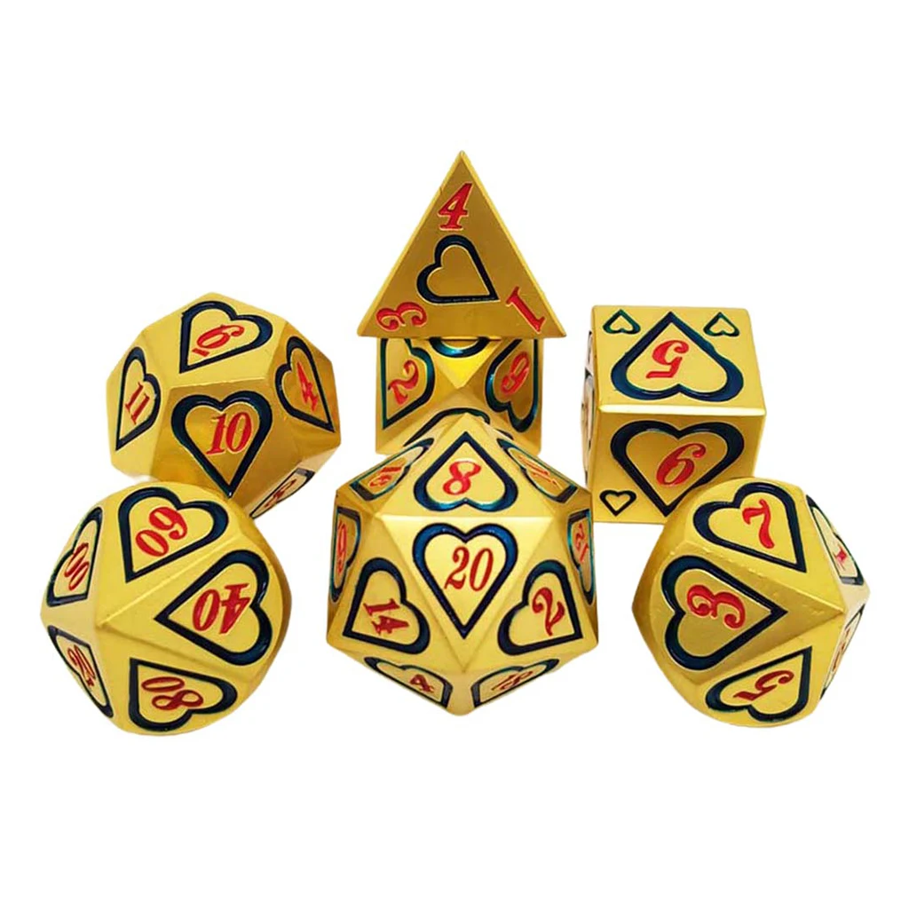 

7Pc Zinc Alloy Multi Side Dice for MTG DND TRPG Casino Board Game Props Toy