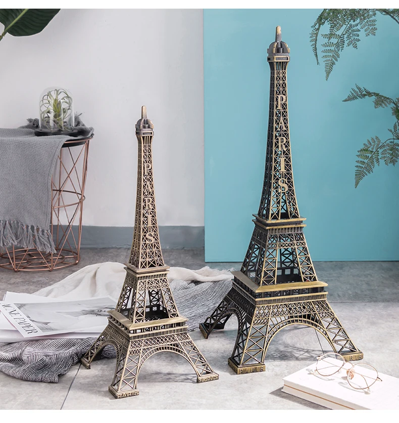 Mini Metal Iron Paris Tower Statue of Liberty Big Ben Models Home Decoration Crafts Building Cafe Living Room Office Figurine