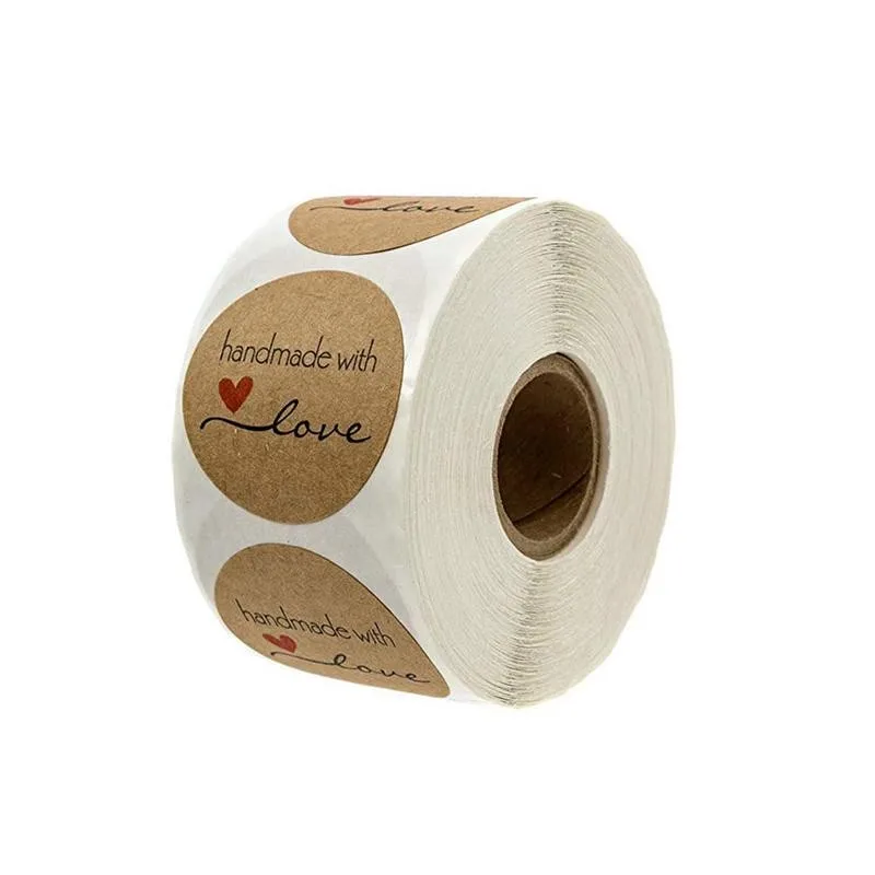 

Natural Handmade Round Love Shape Kraft Paper Stickers Stickers A Volume Wedding Party On Roll Labels Decoration 500* I0J7