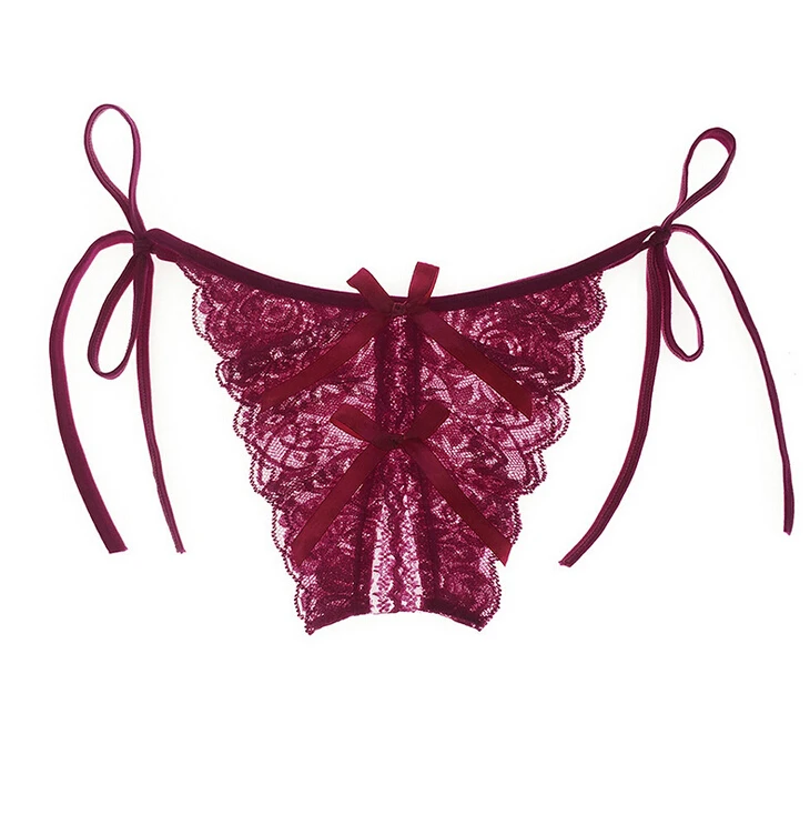 Женское нижнее белье сексуальные трусики с открытой промежностью стринги бантом