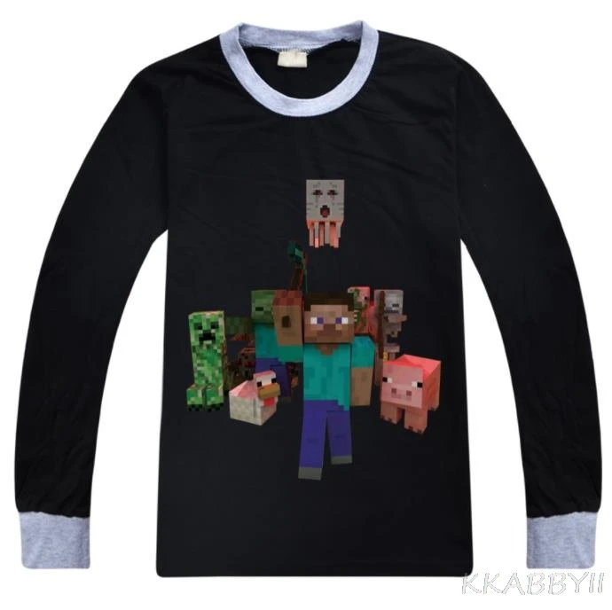 Новая футболка с 3D принтом Minecraft длинным рукавом повседневные топы для мальчиков