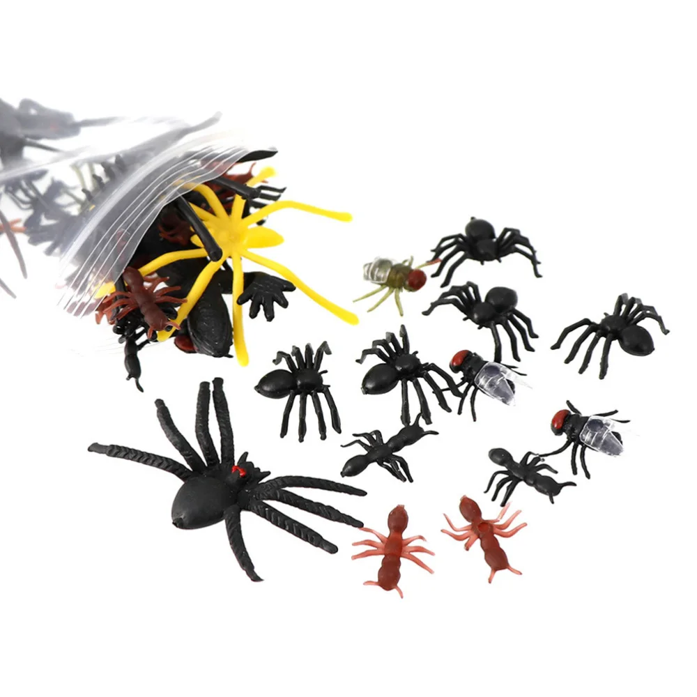 

50PCS Mixed Cockroaches Ants Spiders Geckos Maggot Simulation Shape Animal