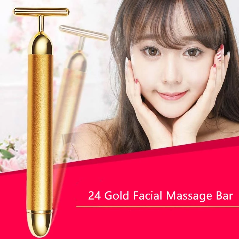

Массажер для лица 24K Gold Beauty Bar, Электрический V-образный Массаж лица с двойным подбородком и лифтингом для похудения, инструмент для красоты, ...