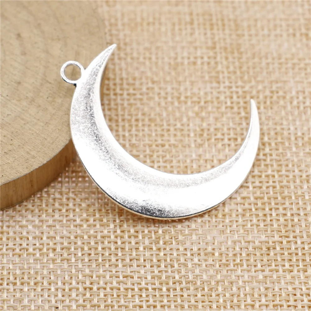 

free shipping 14pcs 42x43mm antique silver moon charms diy retro jewelry fit Earring keychain hair card pendant accessories