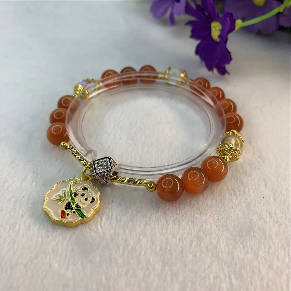 Новая мода 8 мм красный натуральный камень опал бусы браслет для женщин Йога