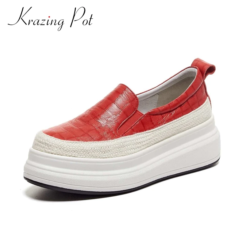 Кроссовки Krazing pot в клетку женские натуральная кожа круглый носок толстая подошва