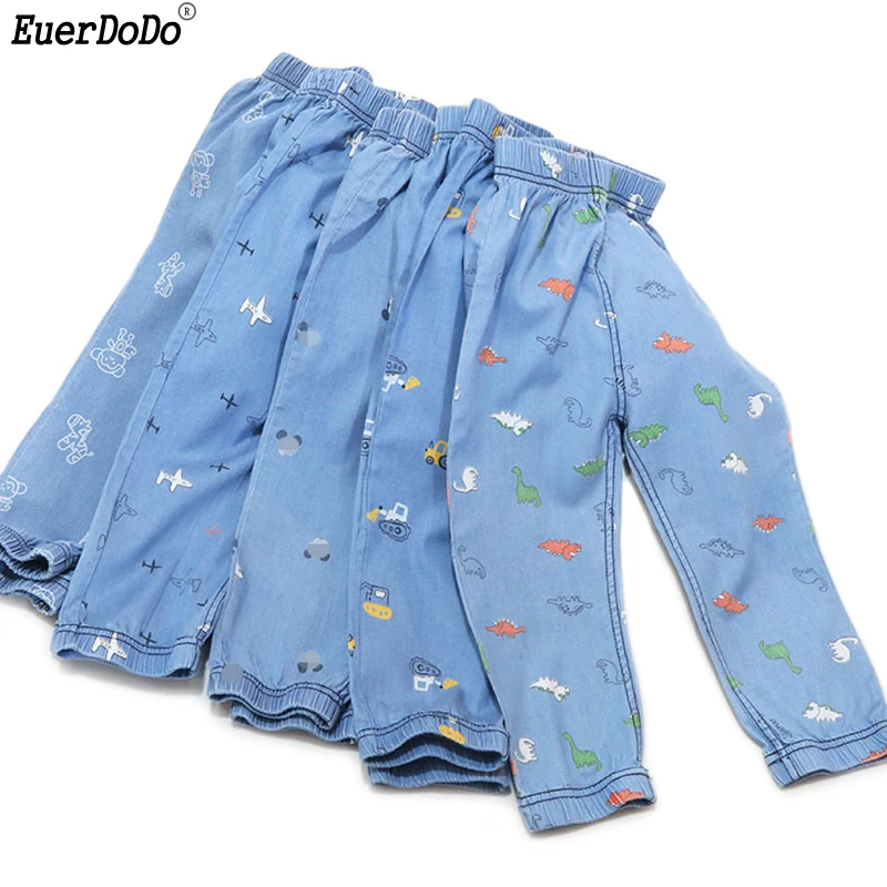 Детские джинсы весна лето 2020 брюки для малышей с мультяшным рисунком мальчиков и