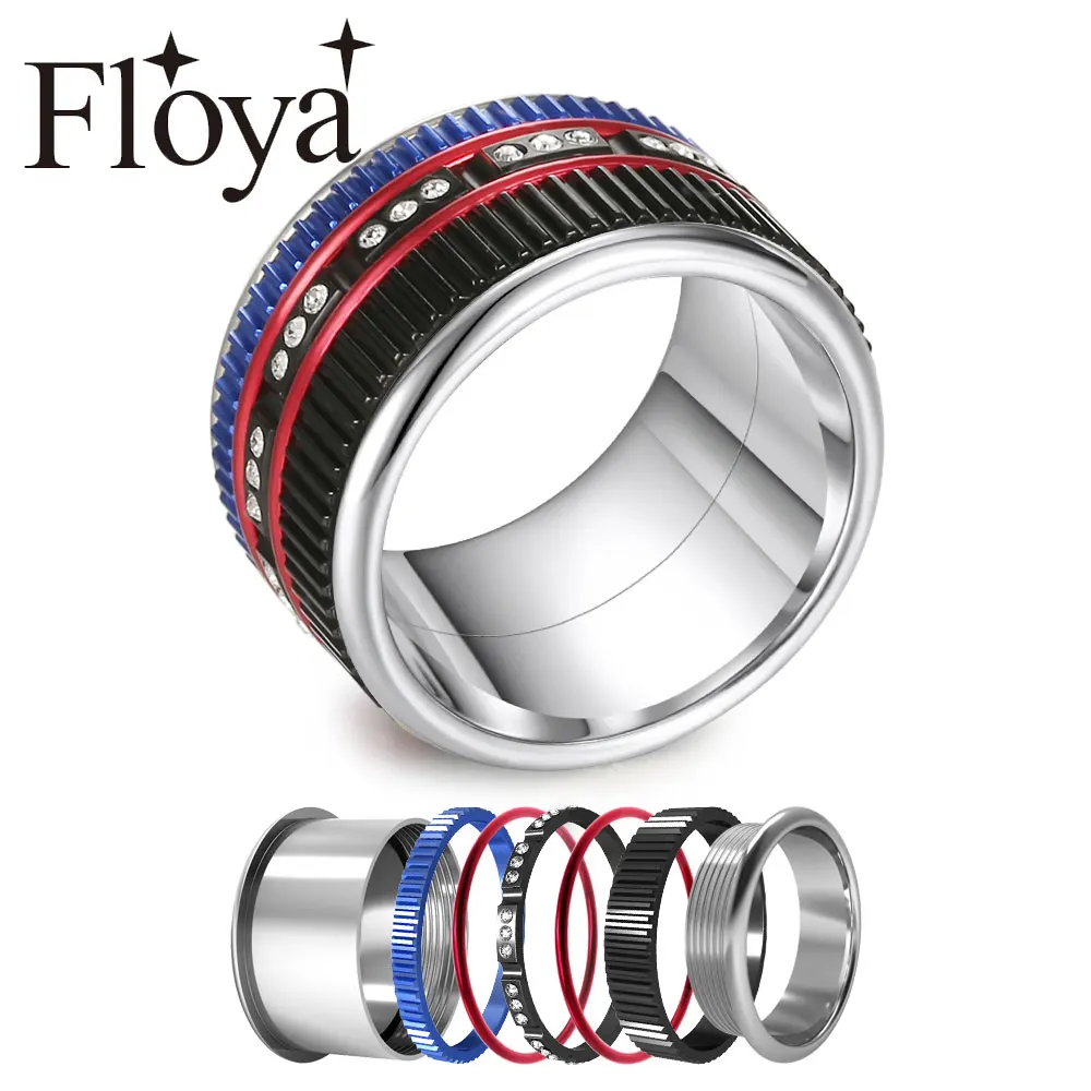 Floya Boho кольца красные черные слои нержавеющая сталь обручальное кольцо Femme