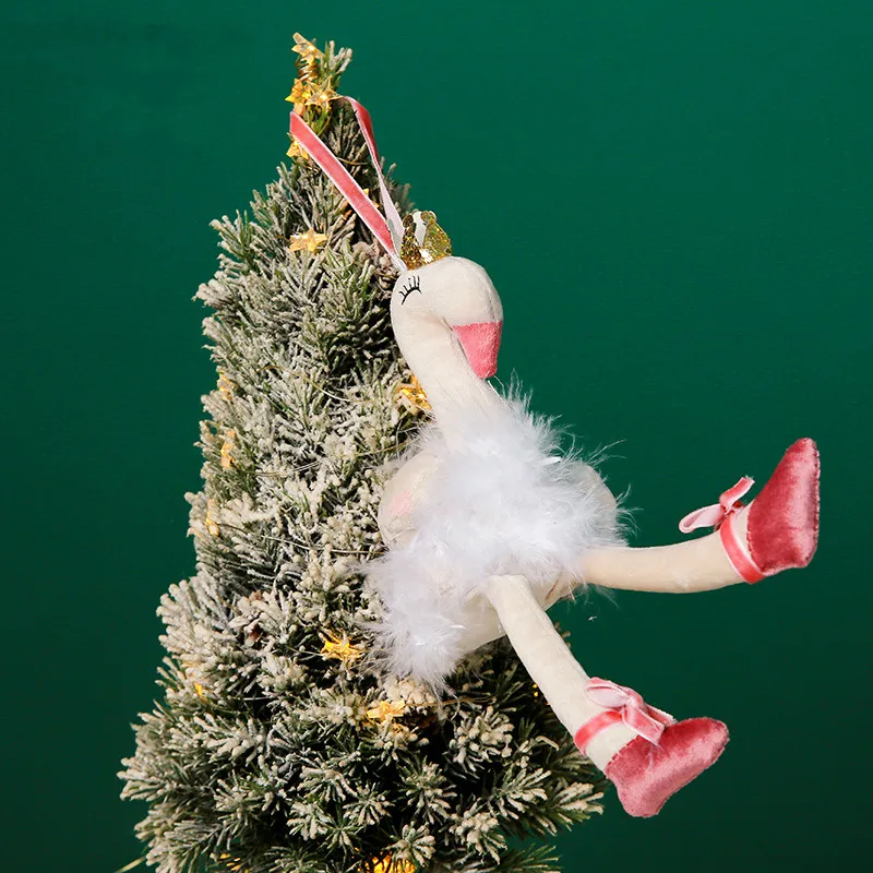 Рождественское украшение в виде розового фламинго маленькое для рабочего стола