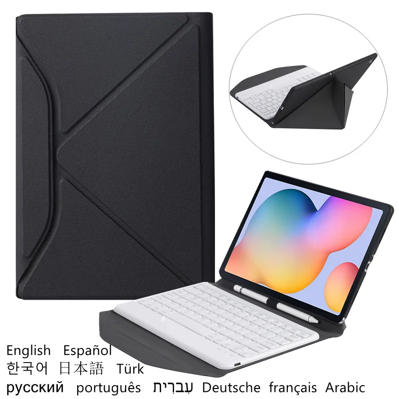 

For Samsung Galaxy Tab S6 Lite 10.4 Keyboard Case Tab S6 Lite Book Cover Russian Spanish Arabic Korean Portuguese Arabic Teclado