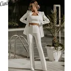 Костюм для матери невесты из белых брюк, вечерние смокинги для вечеринки, официальная одежда для свадьбы, 2 предмета