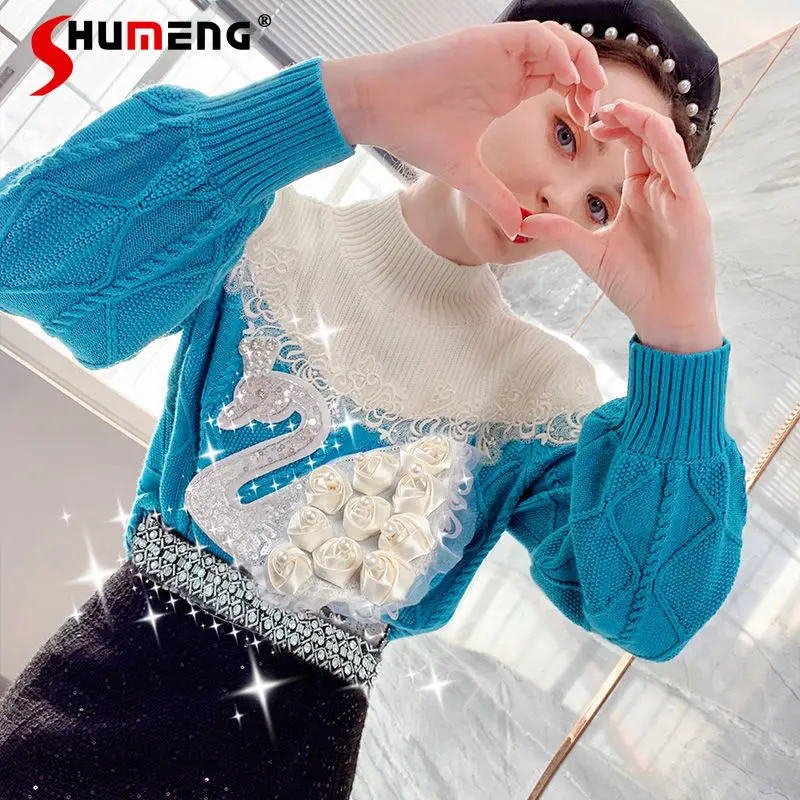 

Женский комплект из двух предметов, простой пуловер с высоким воротником и юбка выше колена в стиле ретро, осень 2021