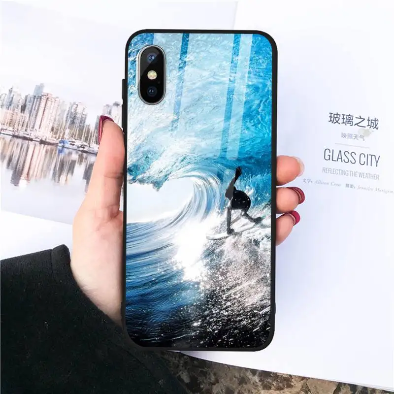 

Sports surfing Phone Case Tempered glass For iphone 11 12 PRO MAX X XS XR 5C 6 6S 7 8 plus