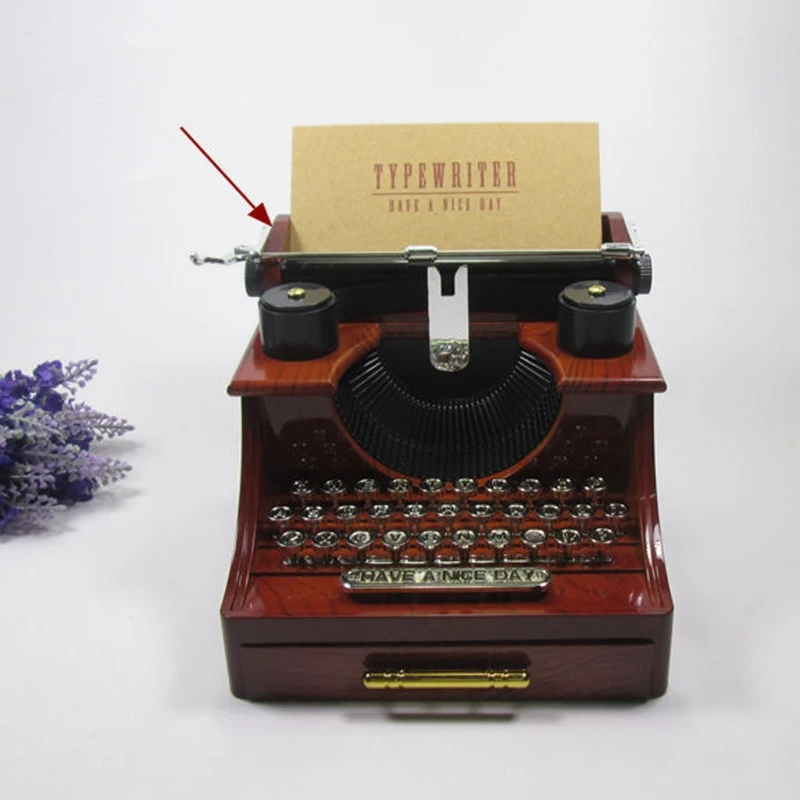 

Vintage Typewriter Music Box Antique Musical Boxes Mechanical Birthday Gift Toy