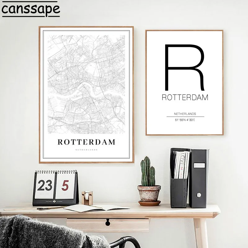 

Nordic Wall Art Canvas Painting Map Poster Black And White Painting Miniamlist Print Modern Wall Pictures Living Room Decor