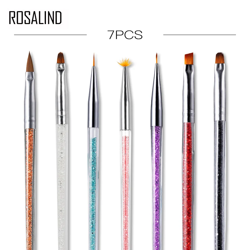 ROSALIND 8 Pcs/Kit Nail Brushes for Manicure Design Tool Set UV Gel Acrylic Brushes Liner Pen Nail Art Brush For Nails Design