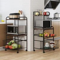 kitchen accessories cart storage shelves home appliance microwave oven rack mobile wheeled floor multi layer sundry sorting