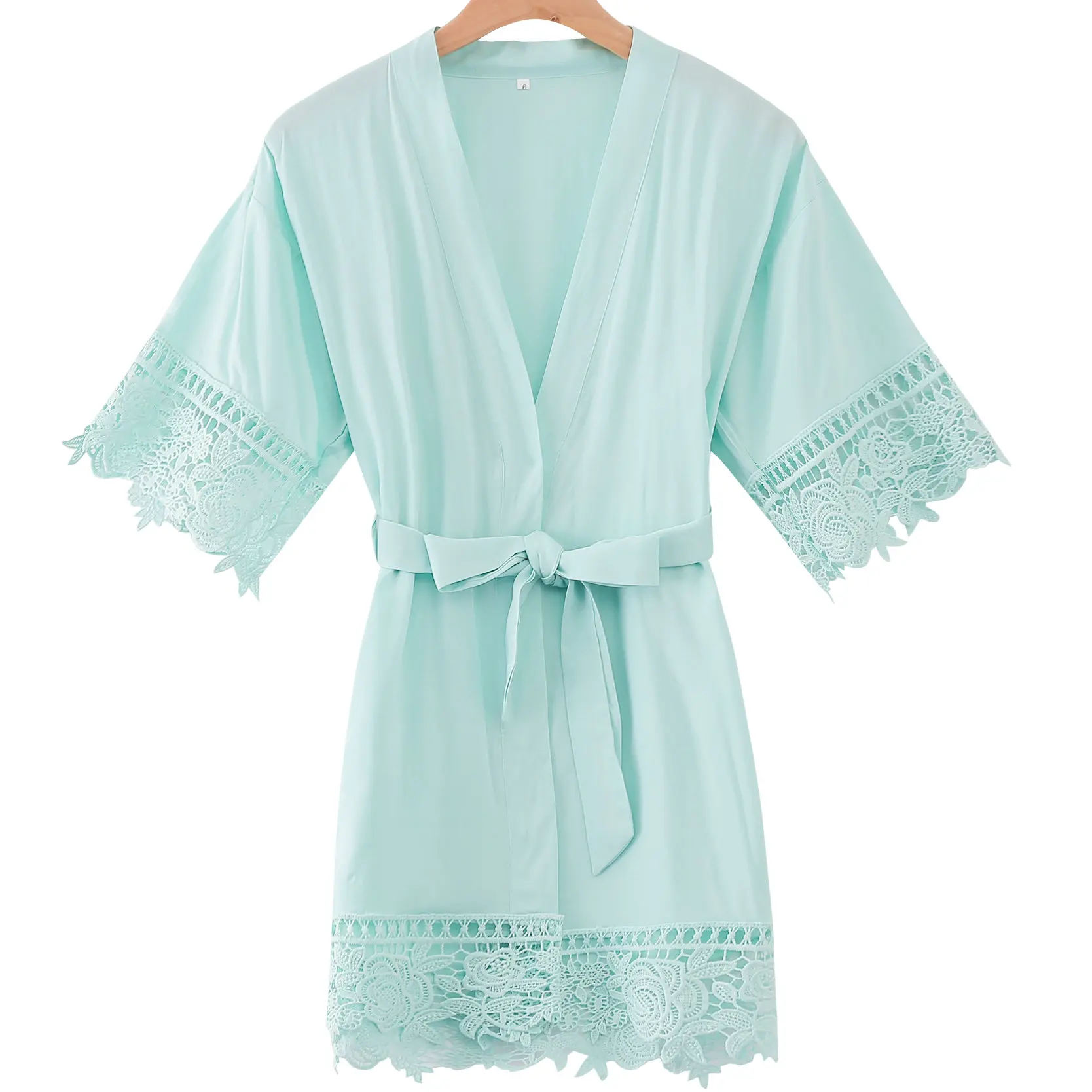 mint with print Изготовленные на заказ хлопковые халаты с цветочным узором для девочек, кружевное платье с цветочным узором, детское кимоно для невесты, халат, вечерние Халаты для ванной, детское платье для сна - Цвет: mint with print