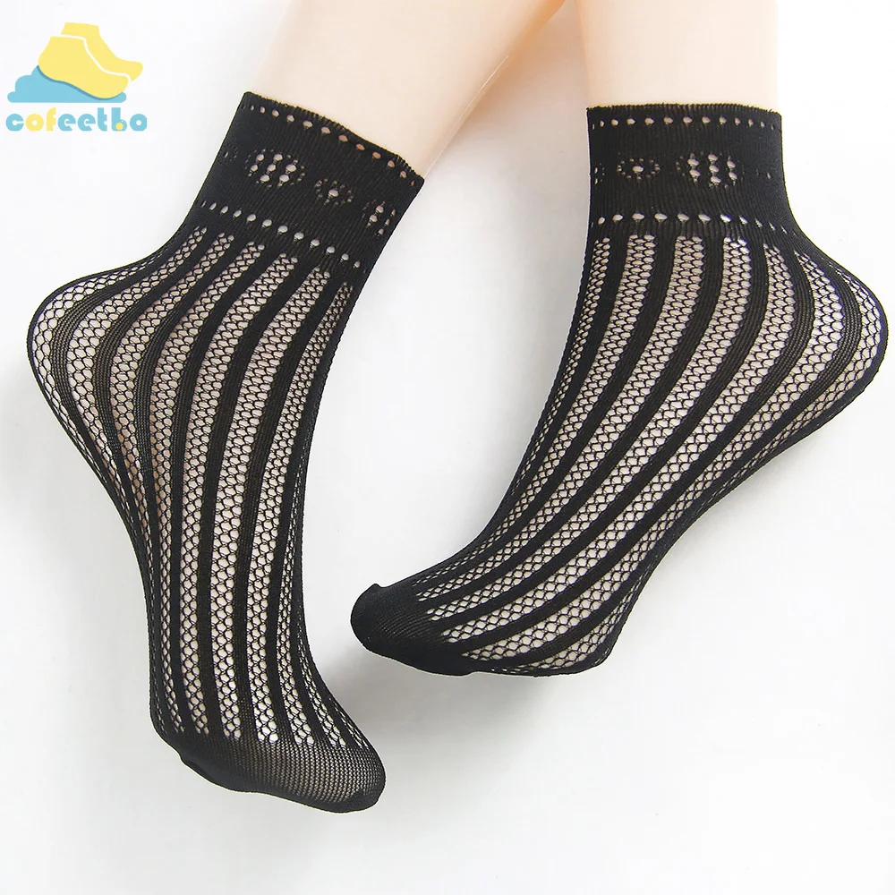 Модные черные Ажурные кружевные короткие носки для женщин и девушек женские