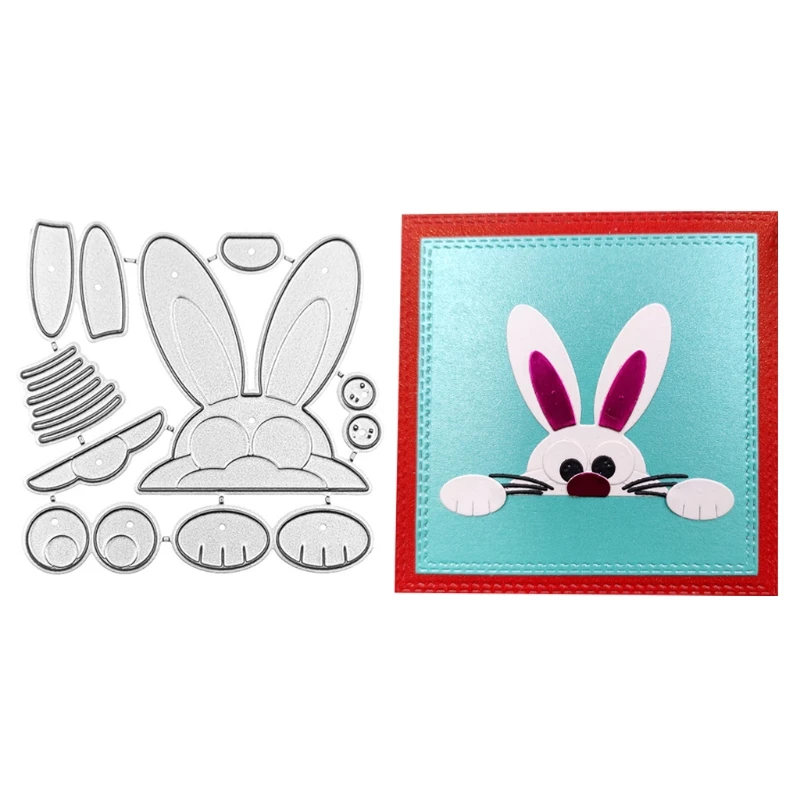 Пасхальный кролик головы металлический Трафаретный вырубной штамп Скрапбукинг