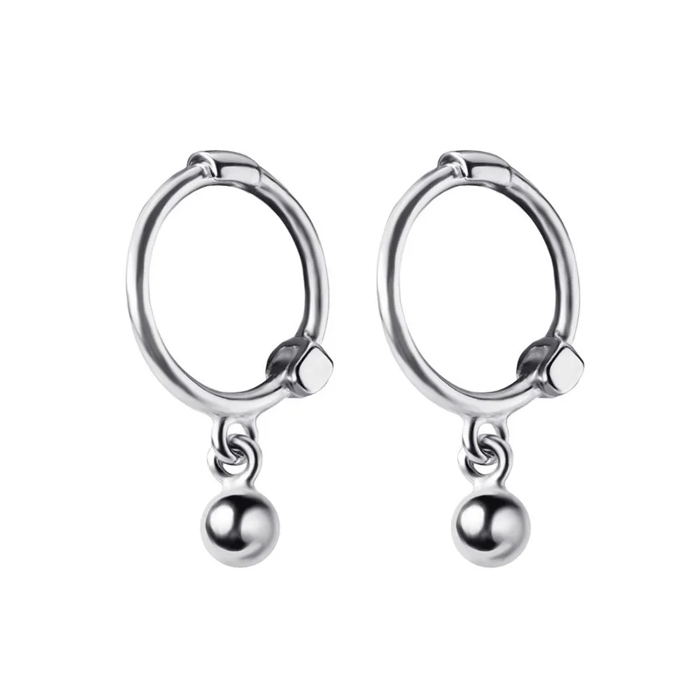 Trusta 925 Solid Sterling Silver Earrings Women Fashion Heart/Star Small Love Stud Ear Clip Jewelry Gift for Teen Girls DS904 - Окраска металла: Ball Silver