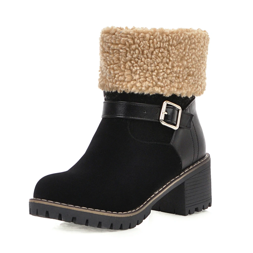 black style 3 DORATASIA/, большие размеры 34-46, женские зимние ботинки на платформе, женские зимние ботинки на меху на высоком каблуке 6 см, женская обувь - Цвет: black style 3