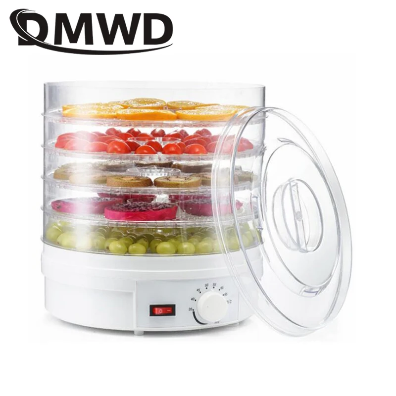 DMWD осушитель для пищевых продуктов, сушеные фрукты, овощи, травы, мясо домашних животных, сушильная машина, пять слоев, сушилка для закусок, воздуха, 5 лотков, 110 В, 220 В, штепсельная вилка европейского и американского стандарта