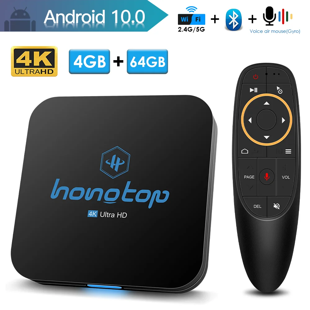 HONGTOP смарт приставка для ТВ android 2 4 & 5G Wi Fi youtube к HD медиаплеер 10 google assistant андроид