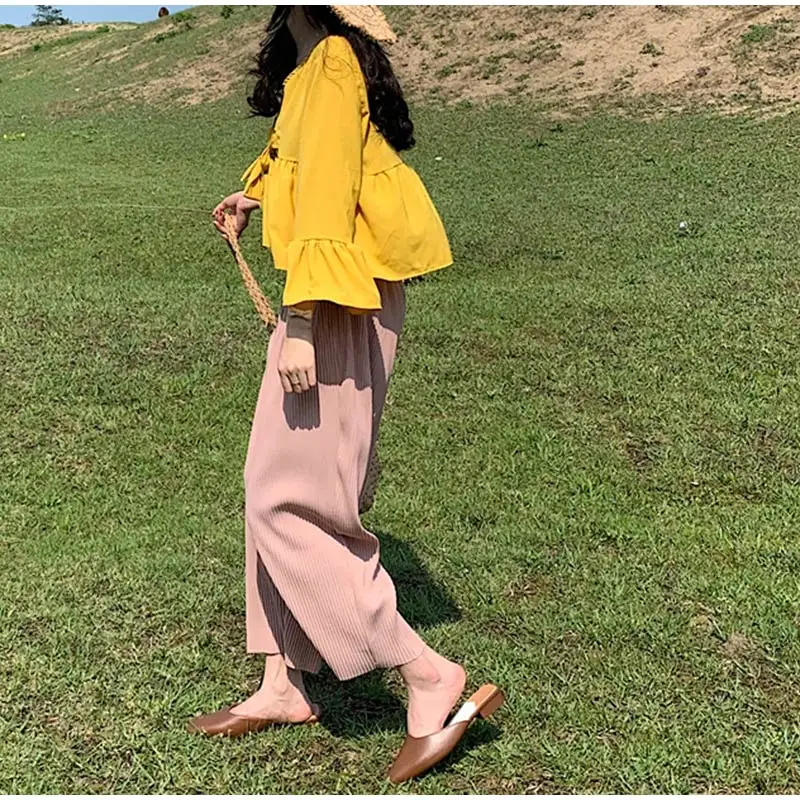 Мюли женские кожаные шлепанцы на плоской подошве без застежки повседневная