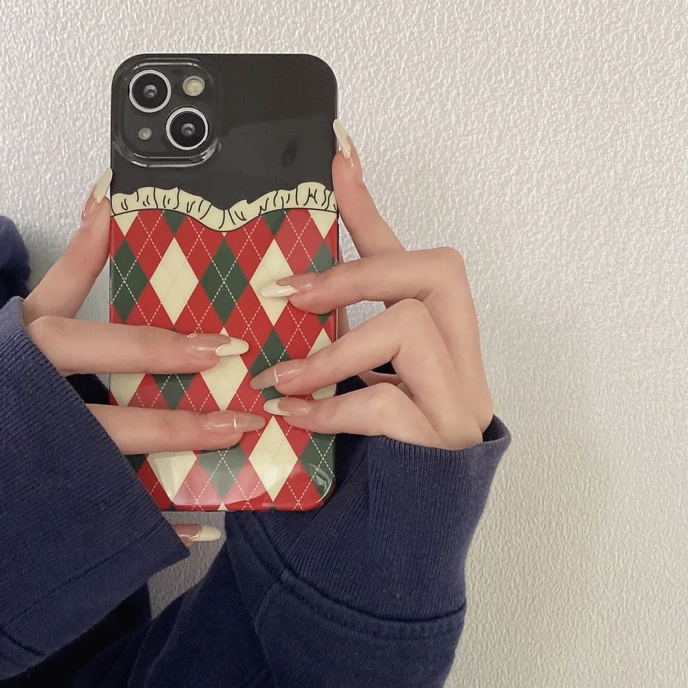 Мягкий чехол с красно-белым ромбовидным узором для iphone 11 12 13 Pro Max XS X XR 7 8 plus SE 2020